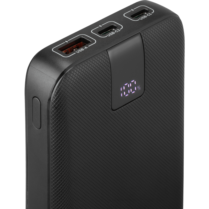 Hama power bank PD 10000 mAh czarny front prawy skos